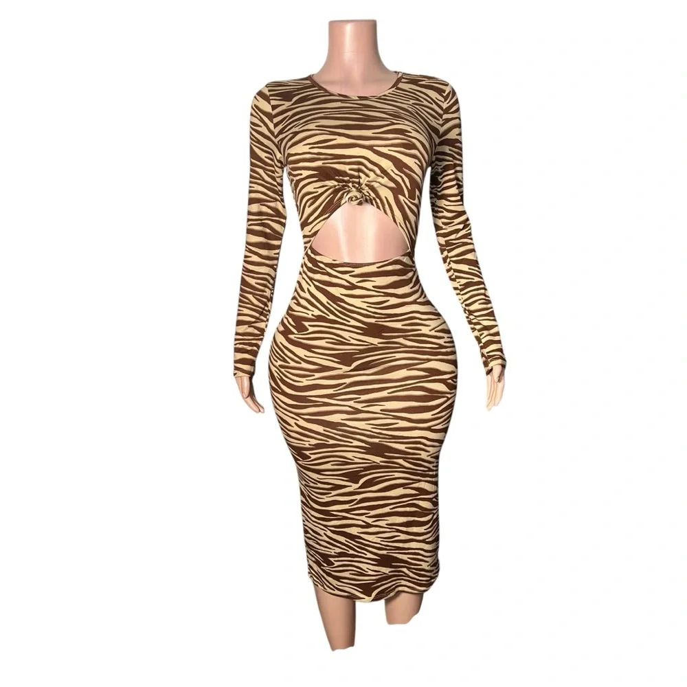 Brown Zebra Print Maxi Dress - Picture 5 of 5